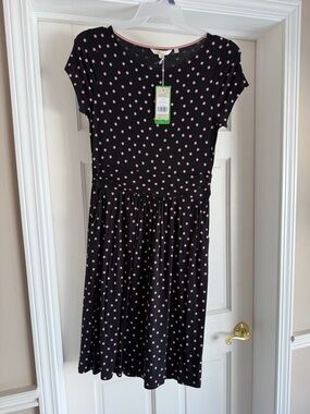 Boden Black Dress with Pink Polka Dots - Short Sleeve